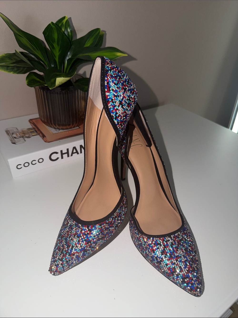 INC International Concepts Multicolor Sequin Pointed-Toe Heels